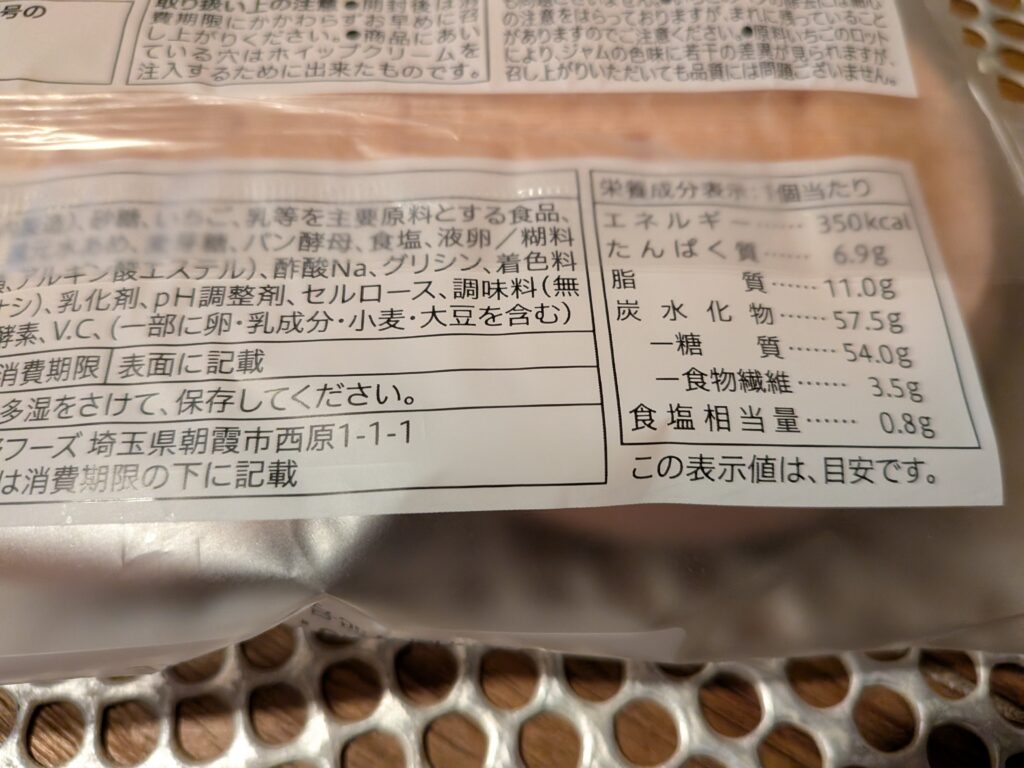 セブンイレブンのパン2種のジャムパンカロリー